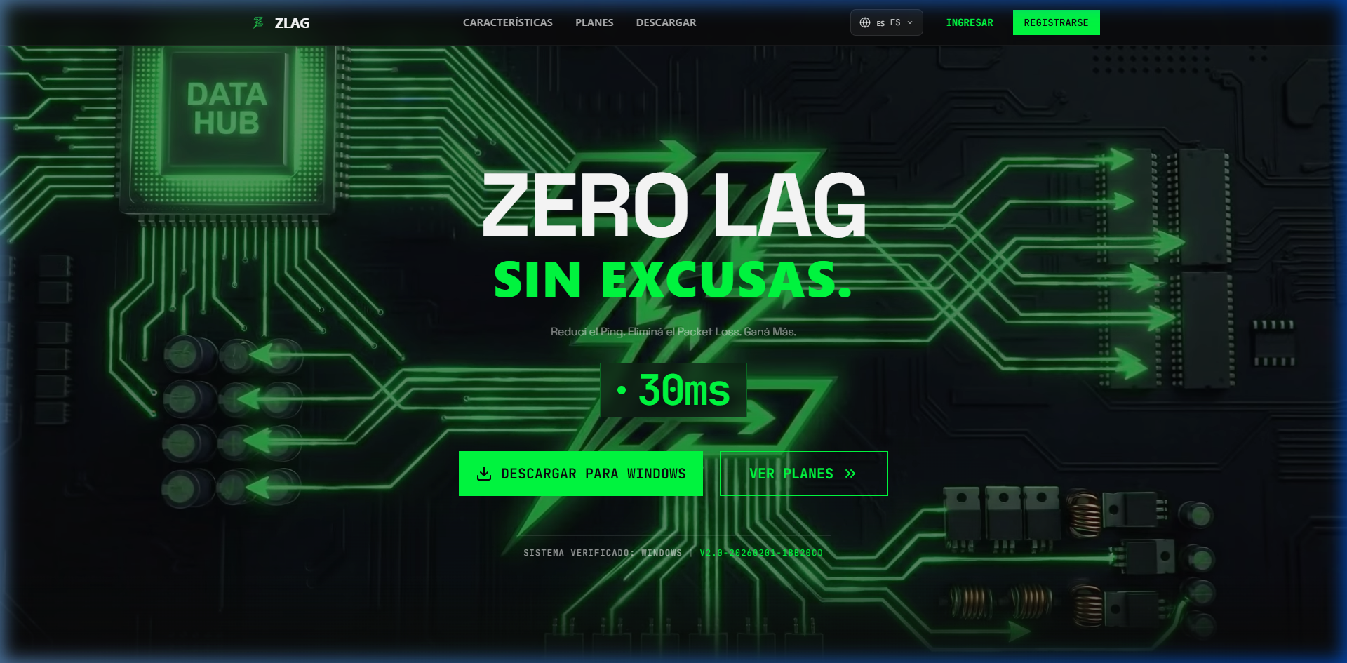 Mockup de Zlag Network
